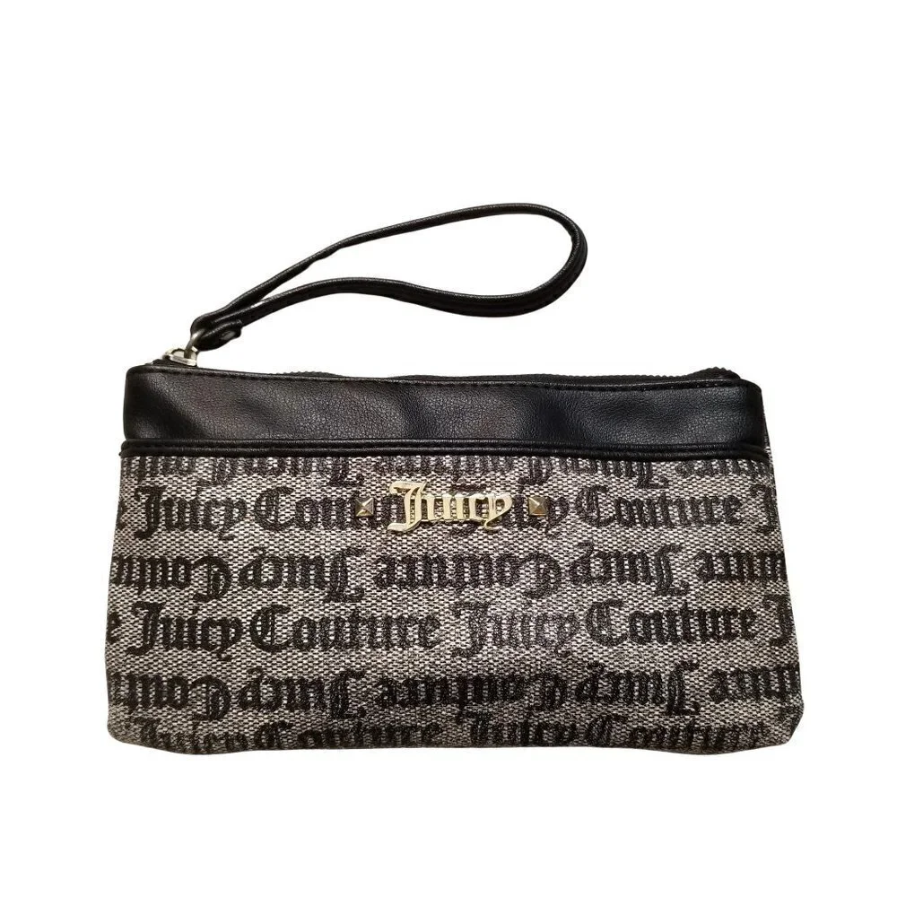 Juicy Couture Large Black Gray Multicolor Wristlet NWOT